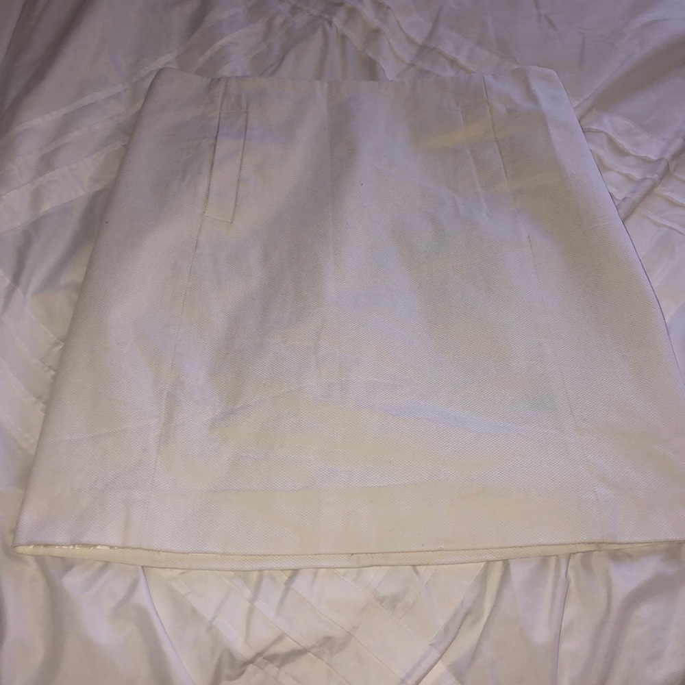 Textured White Mid-Length Skirt